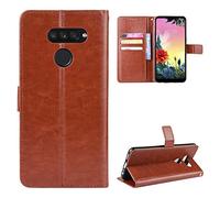 QiongniAN Cover per LG K50S,Custodia per LG LMX540BMW K Series K50S 2019 / LMX540EMW LM-X540 Custodia Portafoglio in Pelle Flip Case Brown