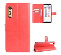 QiongniAN Cover per LG Velvet,Custodia per LG LMG900VM Velvet 5G UW / LMG900QM LMG900EM LMG900N LMG900UM1 LMG900UM2 / LMG910EMW Velvet 4G Custodia Portafoglio in Pelle Flip Case Red