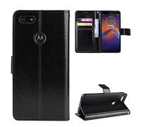 QiongniAN Cover per Motorola Moto E6 Play,Custodia per Motorola Moto E6 Play XT2029-1 XT2029-2 Custodia Portafoglio in Pelle Flip Case Black