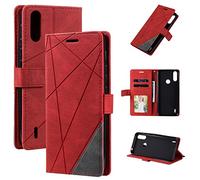 QiongniAN Cover per Motorola Moto E7 Power,Custodia in Pelle Custodia per Motorola Moto E7 Power XT2097-5 XT2097-6 XT2097-7 / Moto E7i Power XT2097-14 Custodia Cover Case Red
