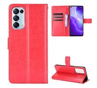 QiongniAN Cover per Oppo Find X3 Lite,Custodia per Oppo Reno 5K PEGM10,Custodia per Oppo Find X3 Lite CPH2145 / Reno 5 5G PEGT00 PEGM00 / Reno 5K PEGM10 Custodia Portafoglio in Pelle Flip Case Red