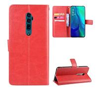 QiongniAN Cover per Oppo Reno 10x Zoom,Custodia per Oppo Reno 5G,Custodia per Oppo Reno 10x Zoom CPH1919 PCCT00 PCCM00 / Reno 5G CPH1921 Custodia Portafoglio in Pelle Flip Case Red