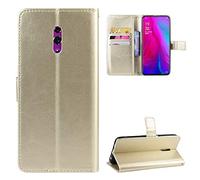 QiongniAN Cover per Oppo Reno,Custodia per Oppo Reno,Custodia per Oppo Reno CPH1917 PCAM00 PCAT00 Custodia Portafoglio in Pelle Flip Case Gold