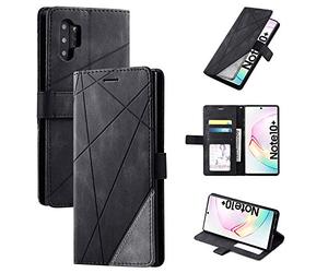 QiongniAN Cover per Samsung Galaxy Note 10+,Custodia per Samsung SM-N975F/DS Galaxy Note 10+ / SM-N975U1 SM-N975U SM-N975F SM-N975W SM-N975C SM-N9750 Custodia Protettiva in Pelle Case Cover Black