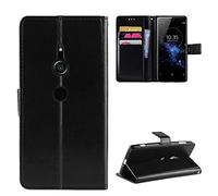 QiongniAN Cover per Sony Xperia XZ2,Custodia per Sony Xperia XZ2 H8216 H8266 H8296 SO-03K 702SO Custodia Portafoglio in Pelle Flip Case Black