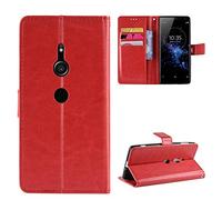 QiongniAN Cover per Sony Xperia XZ2,Custodia per Sony Xperia XZ2 H8216 H8266 H8296 SO-03K 702SO Custodia Portafoglio in Pelle Flip Case Red