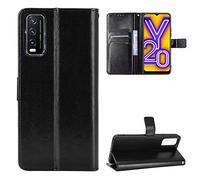 QiongniAN Cover per Vivo Y20 2020,Cover per Vivo Y20s 2020,Custodia per Vivo Y20i 2020,Custodia per Vivo Y20 2020 V2029 / Y20i V2027 / Y20s 2020 Custodia Portafoglio in Pelle Flip Case Black