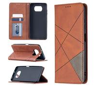QiongniAN Cover per Xiaomi Poco X3,Custodia per Xiaomi Poco X3 MZB07Z2IN M2007J20CI / Poco X3 NFC M2007J20CG Custodia Portafoglio in Pelle Flip Case Brown