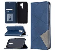 QiongniAN Cover per Xiaomi Redmi 9,Custodia per Xiaomi Redmi 9 M2004J19C M2004J19G M2004J19AG Custodia Portafoglio in Pelle Flip Case Blue