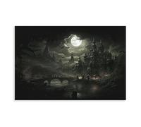 QIOTBVV Poster su tela gotico del castello di Dracula, decorazione per camera da letto, ufficio, stanza, regalo, 30 x 45 cm