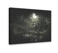 QIOTBVV Poster su tela gotico del castello di Dracula, decorazione per camera da letto, ufficio, stanza, regalo, 30 x 45 cm