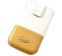 QIOTTI Custodia di lusso bicolore per Apple iPhone 5/5S/5C, colore: Sabbia/Crema