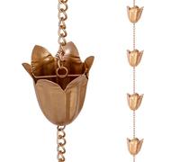 Qipade Catene da Pioggia per grondaie, Lunghezza 2,5 m, in Rame, con 12 Tazze, Accessorio Decorativo per grondaie, grondaie, drenaggio