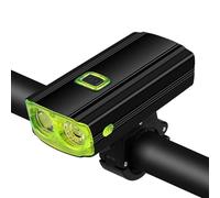 Qipeika 2pc-alta luminosità e lunga resistenza luce per la guida notturna di mountain bike, lega di alluminio clacson anteriore luce per biciclette - verde (senza corno)