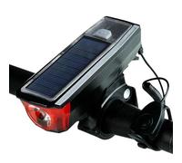 Qipeika 2pc-Bicycle luce di ricarica solare notte avvertimento corno forte torcia elettrica della luce - nero