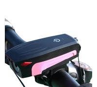 Qipeika 2pc-Cycling Accessori Touch Speaker Light Campana Elettrica Bicicletta Alta Lumen Faro - Rosa