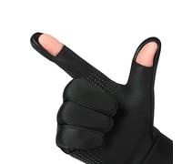 Qipeika Guanti da ciclismo caldi touch-screen a dita intere, guanti da arrampicata all'aperto, rotondi, a dita nude, colore nero - XL