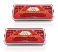 Qiping 2 pezzi Luci per rimorchio a LED impermeabili multifunzione, illuminazione per rimorchio 12v 24v, fanale posteriore di camion con E-mark(KIT-B)