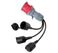 Qiping Adattatore CEE, distributore di corrente elevata, 400 V, 16 A su 3 X 250 V, distributore di corrente CEE da 400 V a 250 V, con coperchio a ribalta per industria, campeggio, barca, caravan, IP44