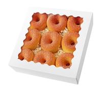 qiqee Scatola bianca per pasticceria con finestra, 20,3 x 20,3 x 6,3 cm, 12 pezzi (auto-pop-up)