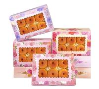 qiqee Scatola per biscotti per la festa della mamma con finestra, 22,9 x 15,2 x 6,3 cm, 30 pezzi, per pasticceria, macaron, rosa e arancione, per la festa della mamma