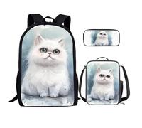 QIQISE Cool Tiger Girl - Zaino per bambini con portapranzo, borse per la scuola per ragazze dai 14 ai 16 anni, con morbido cuscino e tracolla, set da 3 pezzi, con borsa per il pranzo, astuccio per la