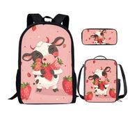 QIQISE Cool Tiger Girl - Zaino per bambini con portapranzo, borse per la scuola per ragazze dai 14 ai 16 anni, con morbido cuscino e tracolla, set da 3 pezzi, con borsa per il pranzo, astuccio per la