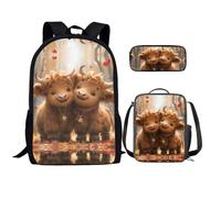 QIQISE Cool Tiger Girl - Zaino per bambini con portapranzo, borse per la scuola per ragazze dai 14 ai 16 anni, con morbido cuscino e tracolla, set da 3 pezzi, con borsa per il pranzo, astuccio per la