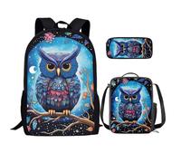 QIQISE Cool Tiger Girl - Zaino per bambini con portapranzo, borse per la scuola per ragazze dai 14 ai 16 anni, con morbido cuscino e tracolla, set da 3 pezzi, con borsa per il pranzo, astuccio per la