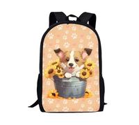 QIQISE Koala Bookbags per 7 ° grado ragazze scuola elementare zaino rosa forniture teen blu asilo borsa spalla studenti Daypacks, Girasole Corgi, Taglia unica