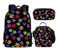 QIQISE Orca Killer Whale - Zaino per la scuola per ragazze, con borsa per il pranzo e astuccio per scuola, set da viaggio, confezione da 3 pezzi, motivo oceano, viola, Zampa nera, Taglia unica, Zaini