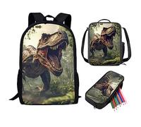 QIQISE Orca Killer Whale - Zaino per la scuola per ragazze, con borsa per il pranzo e astuccio per scuola, set da viaggio, confezione da 3 pezzi, motivo oceano, viola, Dinosauro, Taglia unica, Zaini