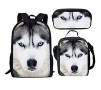 QIQISE Orca Killer Whale - Zaino per la scuola per ragazze, con borsa per il pranzo e astuccio per scuola, set da viaggio, confezione da 3 pezzi, motivo oceano, viola, Set Husky, Taglia unica, Zaini