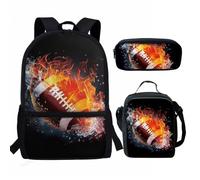 QIQISE Set di 3 zaini per la scuola elementare per bambini con astuccio portapranzo 3 in 1, Calcio, Taglia unica, Zaini Tradizionali