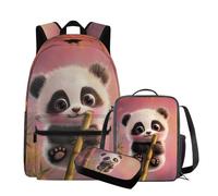 QIQISE Simpatico zaino Capybara con lunchbox 17 pollici grande capacità borsa da scuola per ragazze 6-8 borsa leggera con tasca frontale zaino per bambini per studenti elementari, Simpatico panda