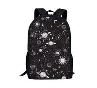 QIQISE Zaini neri da 43 cm per adolescenti, ragazze, ragazzi, bambini, scuola elementare, media, libreria, girasoli, Spazio, Taglia unica