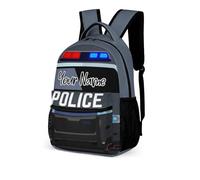 QIQISE Zaino con treno con portapranzo e astuccio, 40,6 cm, borsa a tema treno fresco, regolabile, leggero, grande capacità, set di zaino colorato per bambini e ragazze, Polizia Car Backpack3