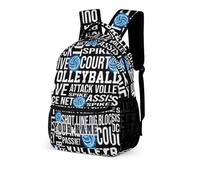 QIQISE Zaino da pallavolo con portapranzo e astuccio, 40,6 cm, a tema pallavolo, regolabile, leggero, grande capacità, colorato, set di zaino da pallavolo per bambini, ragazze e ragazzi, Zaino da