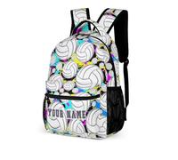 QIQISE Zaino da pallavolo con portapranzo e astuccio, 40,6 cm, a tema pallavolo, regolabile, leggero, grande capacità, colorato, set di zaino da pallavolo per bambini, ragazze e ragazzi, Zaino