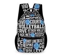 QIQISE Zaino da pallavolo con portapranzo e astuccio, 40,6 cm, a tema pallavolo, regolabile, leggero, grande capacità, colorato, set di zaino da pallavolo per bambini, ragazze e ragazzi, Zaino da
