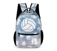 QIQISE Zaino da pallavolo con portapranzo e astuccio, 40,6 cm, a tema pallavolo, regolabile, leggero, grande capacità, colorato, set di zaino da pallavolo per bambini, ragazze e ragazzi, Zaino da