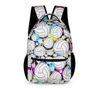 QIQISE Zaino da pallavolo con portapranzo e astuccio, 40,6 cm, a tema pallavolo, regolabile, leggero, grande capacità, colorato, set di zaino da pallavolo per bambini, ragazze e ragazzi, Zaino da