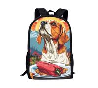 QIQISE Zaino per bambini grande, leggero, 43 cm, da viaggio, scuola, con maiale e broccoli, Pepe Cane, Taglia unica