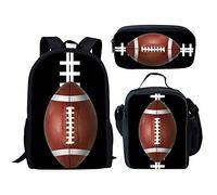 QIQISE Zaino per la scuola, set di portapranzo, per ragazzi e adolescenti, alla moda, per libri e rugby, Rugby 2-3, Taglia unica