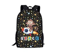 QIQISE Zaino scuola Ragazzi Ragazzi Ragazzi Borse da scuola Ragazze Satchel Zaini per bambini Zaino Scuola Impermeabile Grande Capacità, Pianeta Scimmia Spazio, Taglia unica