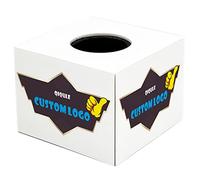 qiqule Logo personalizzato per microfono - Cubo con bandierina per microfono. Cubo quadrato portatile in ABS (Bianco)