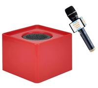 qiqule Microfono personalizzato Logo Live Equipment Box Cube Triangle Interview Box Karaoke mic Bandiere (rosso)