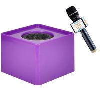 qiqule Microfono personalizzato Logo Live Equipment Box Cube Triangle Interview Box Karaoke mic Bandiere (Viola)