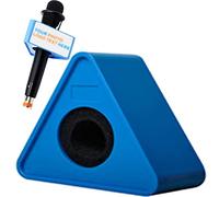 qiqule Microfono personalizzato Logo Live Equipment Box Cube Triangle Interview Box Karaoke mic Bandiere (triangolo blu)