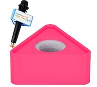 qiqule Microfono personalizzato Logo Live Equipment Box Cube Triangle Interview Box Karaoke mic Bandiere (triangolo rosa)